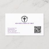 Carte De Visite Elégant Pasteur Principal Gold Cross & Wave Purple (Dos)