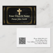 Carte De Visite Elégant Pastor Church Gold Frontière (Devant / Derrière)