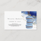 Carte De Visite élégant Patisserie Chef marbre bleu Macaron design (Devant)