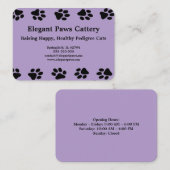 Carte De Visite Elegant Paws Cattery Business Card with Paw Print (Devant / Derrière)