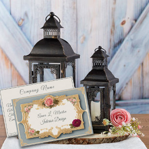 Carte De Visite Élégant Pays Français Filigree Roses