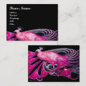 CARTE DE VISITE ELÉGANT PEACOCK EN FUCHSIE ROSE, NOIR (Devant / Derrière)