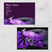 CARTE DE VISITE ÉLÉGANT PEACOCK EN VIOLET VIOLET VIOLET, NOIR (Devant / Derrière)