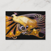 CARTE DE VISITE ÉLÉGANT PEACOCK JAUNE ET FEUILLES FLORAUX VERTS (Dos)