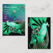 CARTE DE VISITE ÉLÉGANT PEACOCK VERT, FEUILLES ET PARKES FLORAUX (Devant / Derrière)