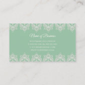 Carte De Visite Elégant Pearl et Lace Wedding planner vert doux (Dos)