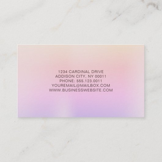 Carte De Visite Elégant Pearl Iridescence Holographique Pastel (Dos)