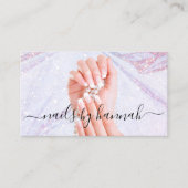 Carte De Visite Élégant Pearl Nail Technicien Chic (Devant)