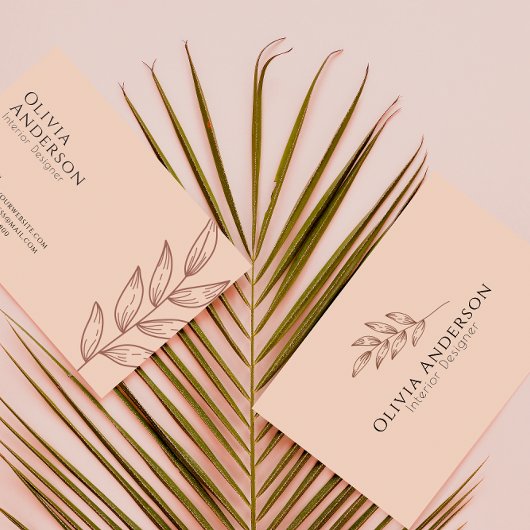 Carte De Visite Elégant Pêche Boho Tropical Moderne