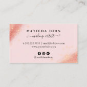 Carte De Visite Élégant peintre de maquillage rose parties scintil (Dos)