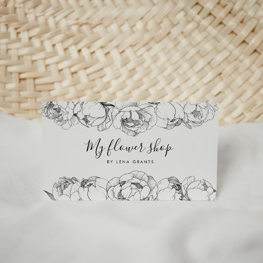 Carte De Visite Elegant peonies flowers chic
