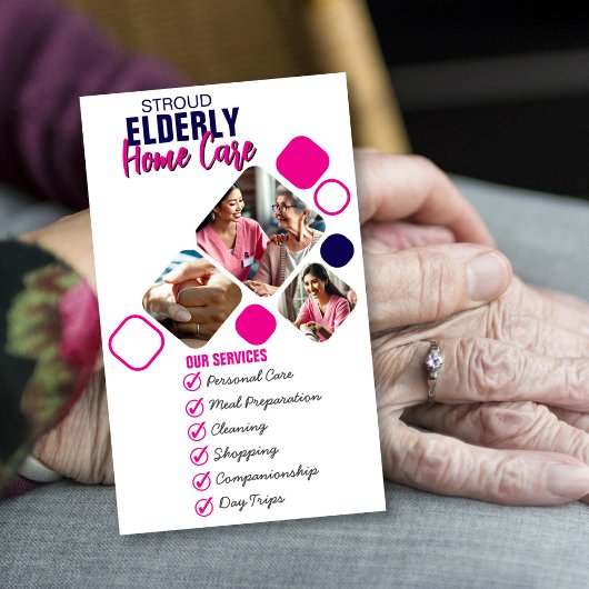 Carte De Visite Elégant photo d'aidant professionnel Gris & Bleu D