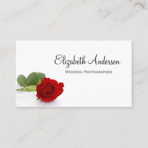 Carte De Visite Élégant photographe Mariage de Rose Rouge