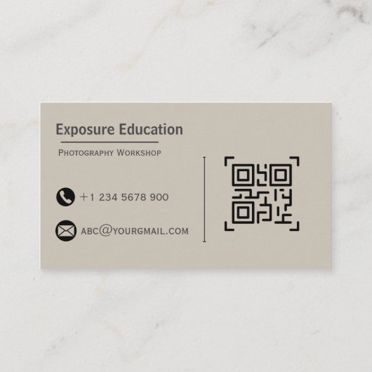 Carte De Visite Elegant Photography Workshop Brown Business Card (Dos)