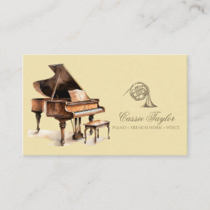 Carte De Visite Elégant Piano Français Horn Musicien de musique En
