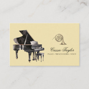 Carte De Visite Elégant Piano Français Horn Musicien de musique En