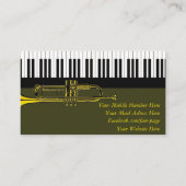 Carte De Visite Élégant Piano Keys & Trumpet Music Enseignant (Dos)