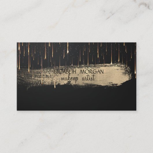 Carte De Visite Élégant pinceau doré feuille d'or coulées noires (Devant)