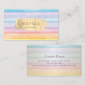 Carte De Visite Elégant pinceau or Stroke Aquarelle striée (Devant / Derrière)