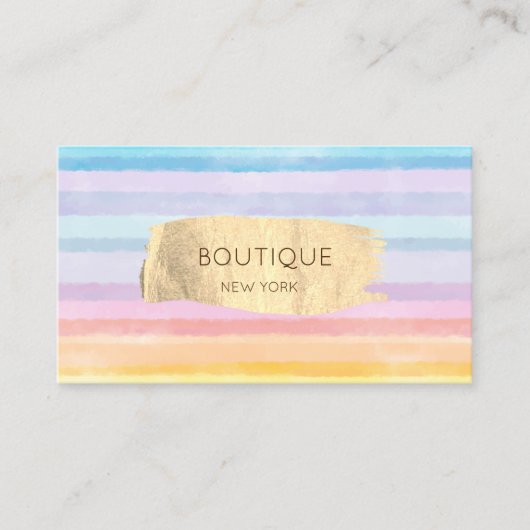 Carte De Visite Elégant pinceau or Stroke Aquarelle striée (Devant)