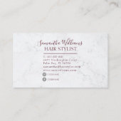 Carte De Visite Élégant pinceau Rose Gold Hair Stylist (Dos)