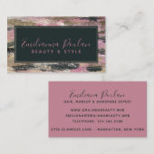 Carte De Visite Élégant pinceau rose or noir (Devant / Derrière)