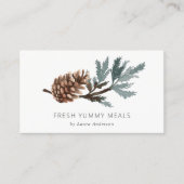 Carte De Visite Élégant Pine Cône Branche Aquarelle Folithe (Devant)