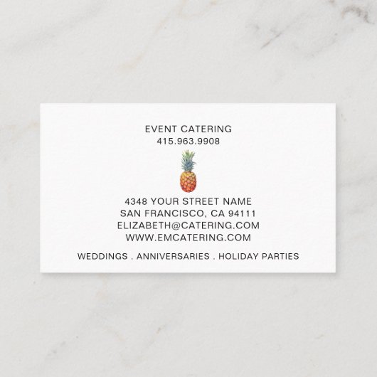 Carte De Visite Elegant Pineapper Event Caterer (Dos)