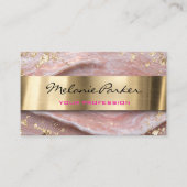 Carte De Visite Elegant pink agate marble metallic  (Devant)