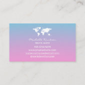 Carte De Visite élégant Pink and Blue Travel Agent World Map (Dos)
