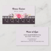 Carte De Visite Élégant Pink Floral Tape Mesure Fitness Trainer (Devant / Derrière)