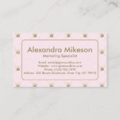 Carte De Visite Elegant Pink Gold Crown (Dos)