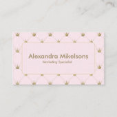 Carte De Visite Elegant Pink Gold Crown (Devant)