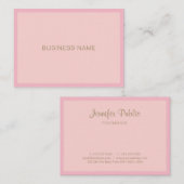 Carte De Visite Élégant Pink Gold Hand Script Texte Modèle moderne (Devant / Derrière)