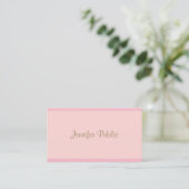 Carte De Visite Élégant Pink Gold Script Modèle moderne tendance (Debout devant)