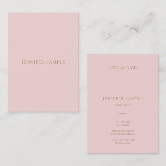 Carte De Visite Élégant Pink Gold Texte Simple Plain Professional (Devant / Derrière)