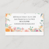 Carte De Visite Élégant Pink Green Floral Frontière Planificateur (Dos)