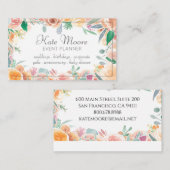 Carte De Visite Élégant Pink Green Floral Frontière Planificateur (Devant / Derrière)