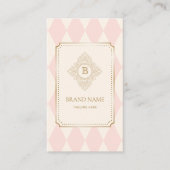 Carte De Visite Elegant Pink Ivory Diamond Gold Frame Monogram (Devant)