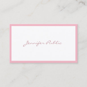 Carte De Visite Élégant Pink manuscrit Script simple Luxe