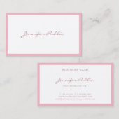 Carte De Visite Élégant Pink manuscrit Script simple Luxe (Devant / Derrière)