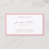 Carte De Visite Élégant Pink manuscrit Script simple Luxe (Dos)