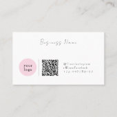 Carte De Visite Elegant Pink Minimalist  with QR Code (Dos)