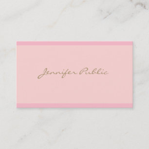 Carte De Visite Élégant Pink Or Script professionnel Plain