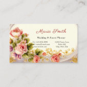 Carte De Visite Élégant Pink Roses Gold Mariage (Devant)