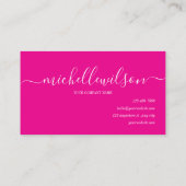 Carte De Visite Elegant Pink White Monogram Initial Script Name (Dos)