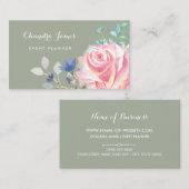 Carte De Visite Élégant Planificateur D'Événements Avec Beau Flora (Devant / Derrière)