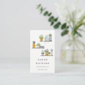 Carte De Visite Elégant Plante à pots Maison Aquarelle Botanique (Debout devant)