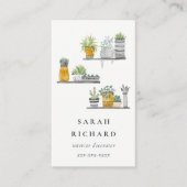Carte De Visite Elégant Plante à pots Maison Aquarelle Botanique (Devant)
