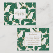 Carte De Visite Elégant Plante en caoutchouc vert or Design de feu (Devant / Derrière)